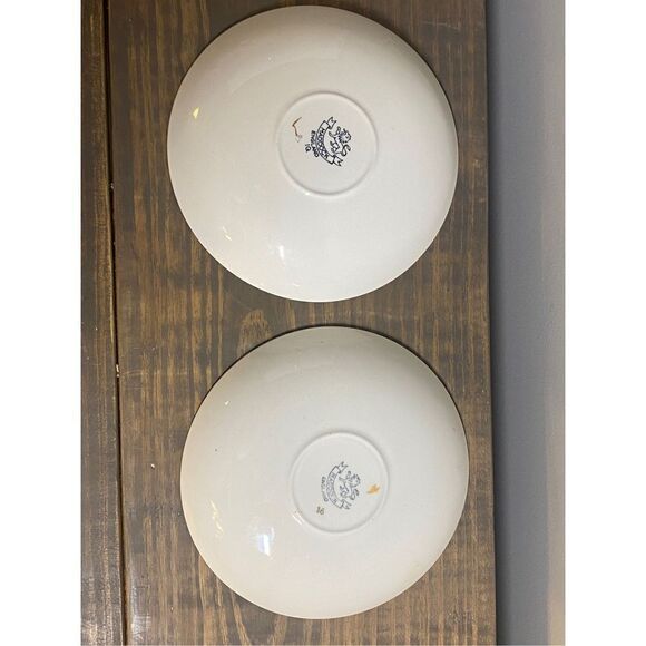Vtg John Maddock & Sons Ltd Royal Vitreous Saucer Made In England set of 2 - Picture 3 of 5
